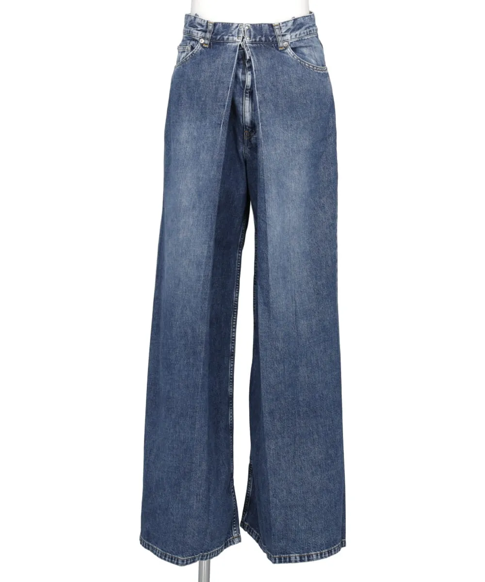 WASHED DENIM SUPER WIDE PANTS (LONG LENGTH)